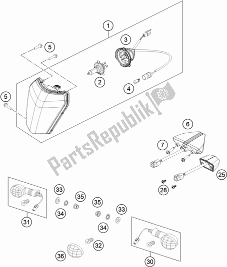 All parts for the Lighting System of the KTM 250 Exc-f EU 2021