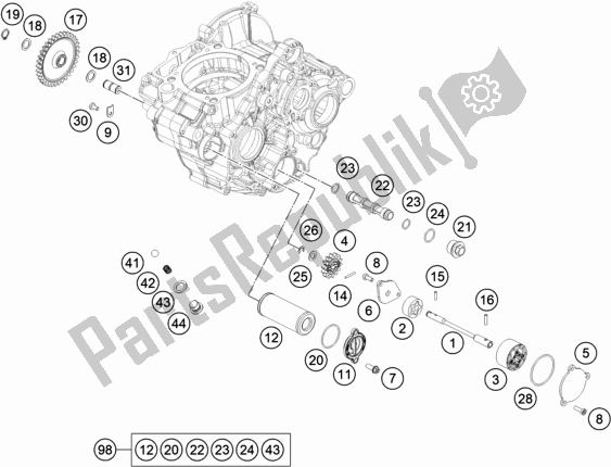 All parts for the Lubricating System of the KTM 250 Exc-f EU 2021