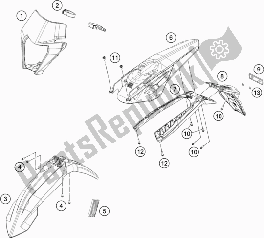 Tutte le parti per il Maschera, Parafanghi del KTM 250 Exc-f EU 2021