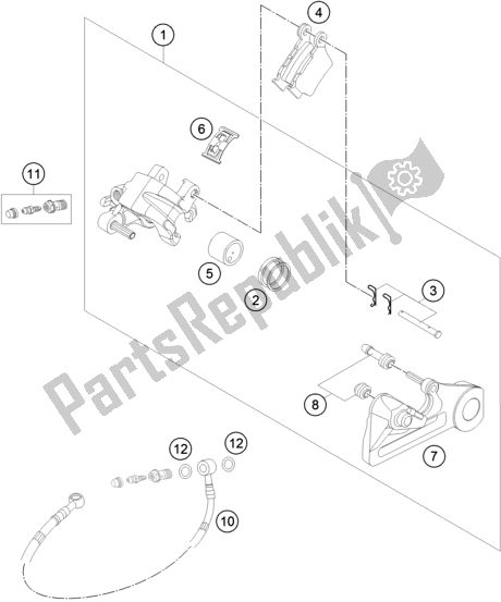 All parts for the Rear Brake Caliper of the KTM 250 Exc-f EU 2021