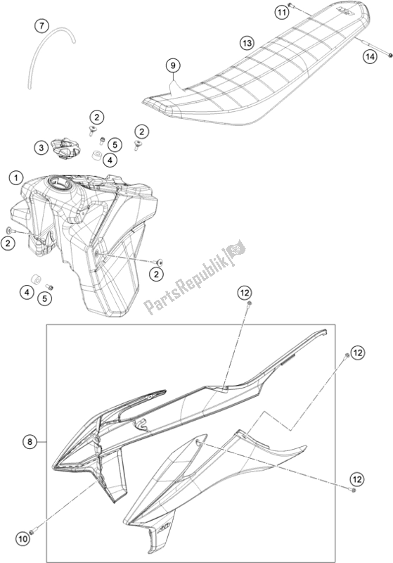 Toutes les pièces pour le Réservoir, Siège du KTM 250 Exc-f EU 2021