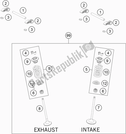 All parts for the Valve Drive of the KTM 250 Exc-f EU 2021