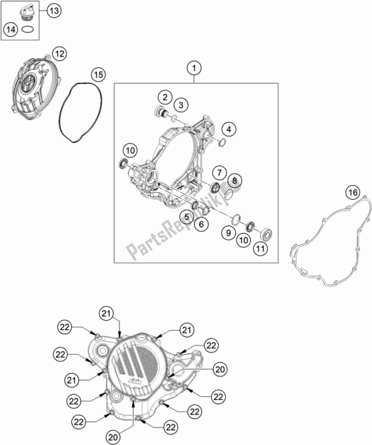 All parts for the Clutch Cover of the KTM 250 Exc-f SIX Days EU 2017
