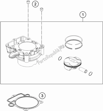 All parts for the Cylinder of the KTM 250 Exc-f SIX Days EU 2017