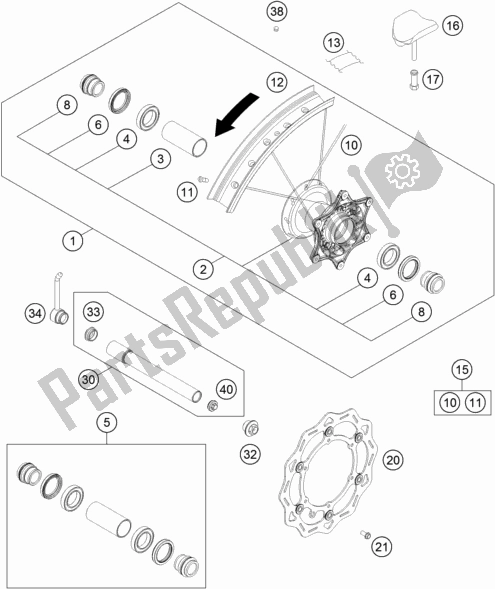 All parts for the Front Wheel of the KTM 250 Exc-f SIX Days EU 2017