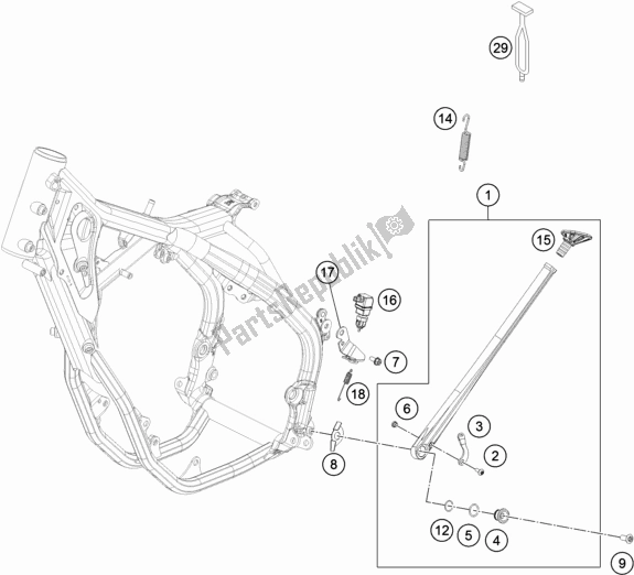 Todas las partes para Soporte Lateral / Central de KTM 250 Exc-f SIX Days EU 2017