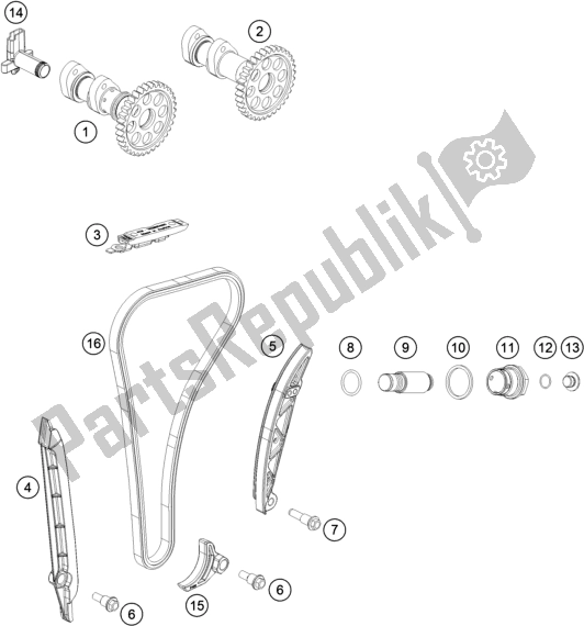 All parts for the Timing Drive of the KTM 250 Exc-f SIX Days EU 2017