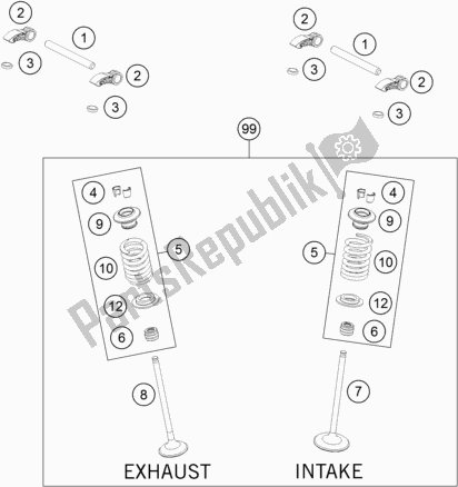 All parts for the Valve Drive of the KTM 250 Exc-f SIX Days EU 2017