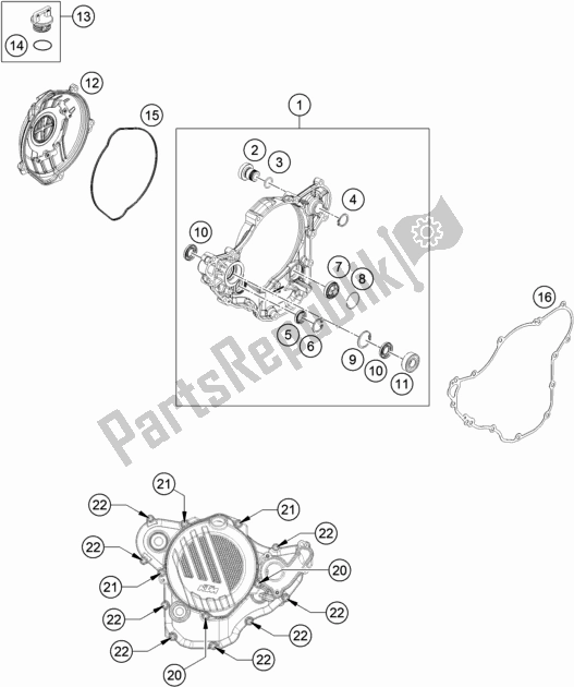 Toutes les pièces pour le Couvercle D'embrayage du KTM 250 Exc-f SIX Days EU 2018