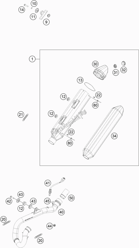 Alle onderdelen voor de Uitlaatsysteem van de KTM 250 Exc-f SIX Days EU 2018