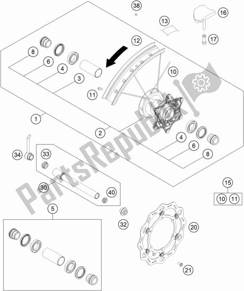 All parts for the Front Wheel of the KTM 250 Exc-f SIX Days EU 2018