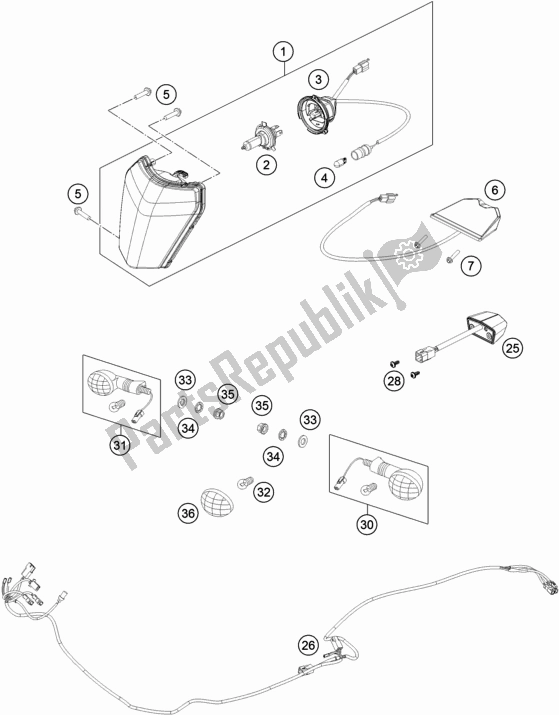 All parts for the Lighting System of the KTM 250 Exc-f SIX Days EU 2018