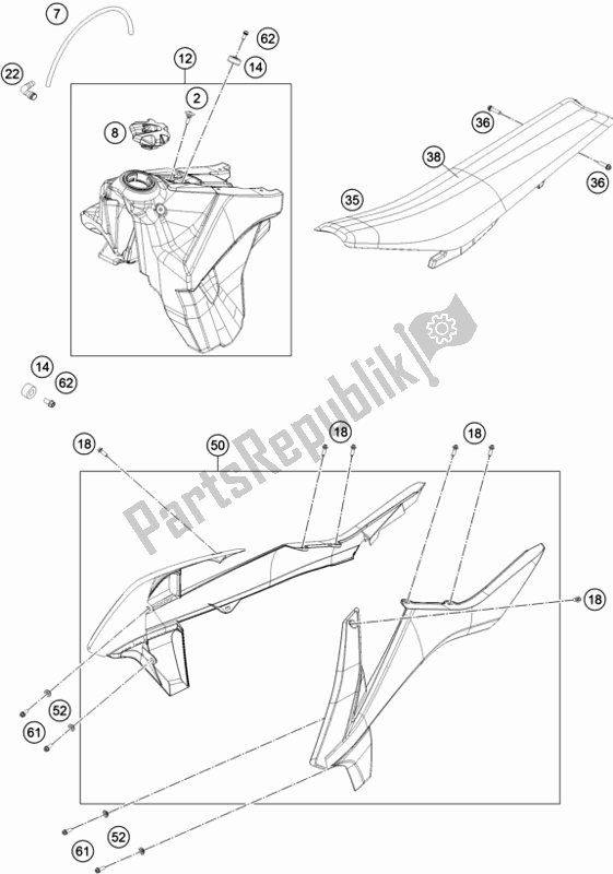 Toutes les pièces pour le Réservoir, Siège du KTM 250 Exc-f SIX Days EU 2018