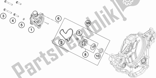 All parts for the Water Pump of the KTM 250 Exc-f SIX Days EU 2018