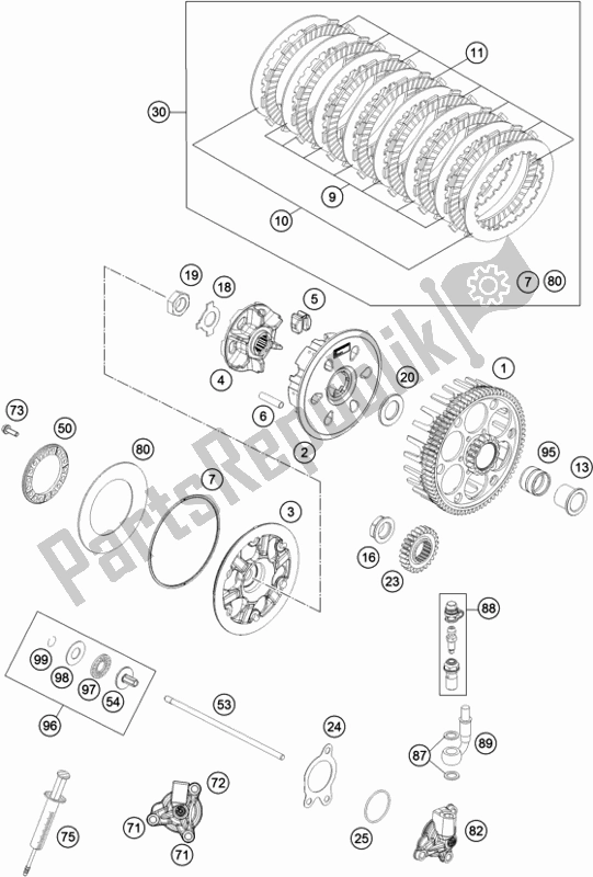 Toutes les pièces pour le Embrayage du KTM 250 Exc-f SIX Days EU 2019