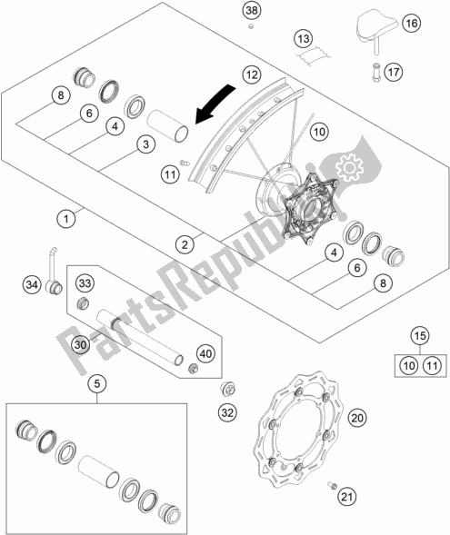 Toutes les pièces pour le Roue Avant du KTM 250 Exc-f SIX Days EU 2019