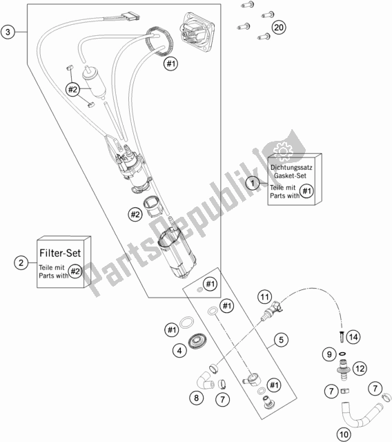 All parts for the Fuel Pump of the KTM 250 Exc-f SIX Days EU 2019