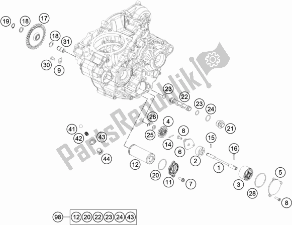 All parts for the Lubricating System of the KTM 250 Exc-f SIX Days EU 2019