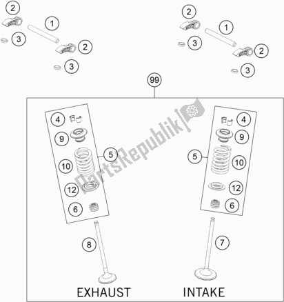 Todas las partes para Accionamiento De Válvula de KTM 250 Exc-f SIX Days EU 2019