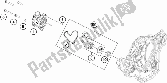 All parts for the Water Pump of the KTM 250 Exc-f SIX Days EU 2019