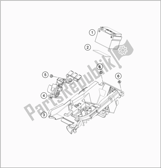 All parts for the Battery of the KTM 250 Exc-f SIX Days EU 2020