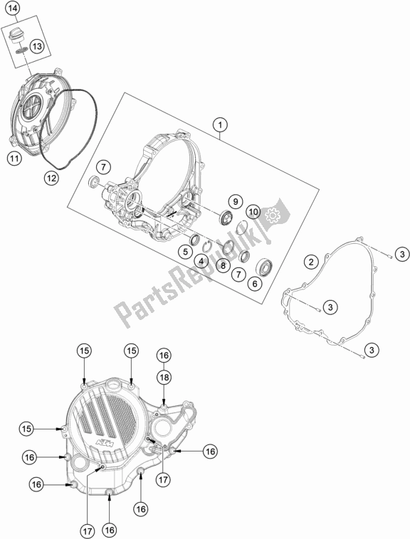 All parts for the Clutch Cover of the KTM 250 Exc-f SIX Days EU 2020