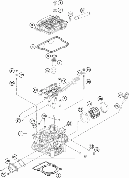 All parts for the Cylinder Head of the KTM 250 Exc-f SIX Days EU 2020