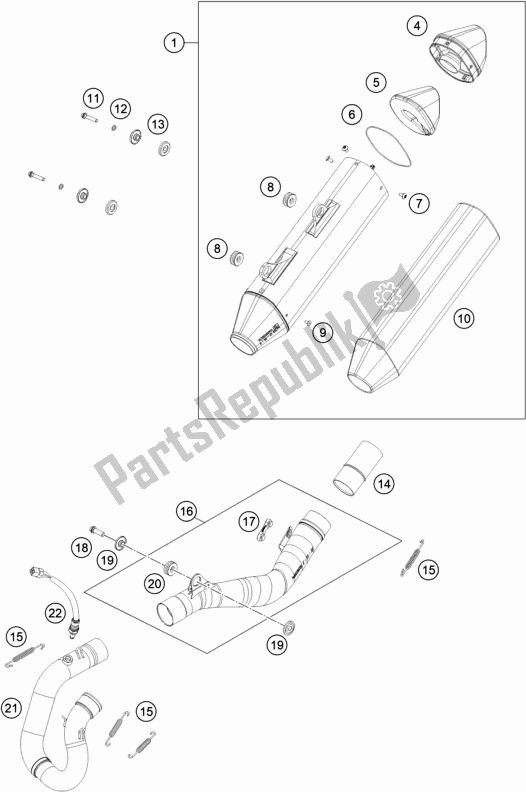 Alle onderdelen voor de Uitlaatsysteem van de KTM 250 Exc-f SIX Days EU 2020