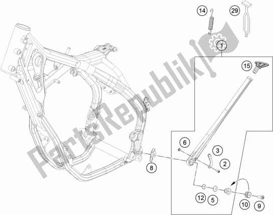 All parts for the Side / Center Stand of the KTM 250 Exc-f SIX Days EU 2020