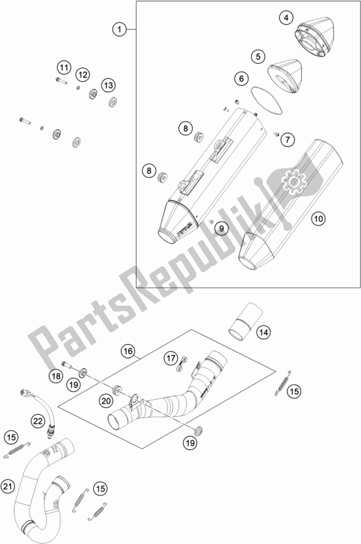 Toutes les pièces pour le Système D'échappement du KTM 250 Exc-f SIX Days EU 2021