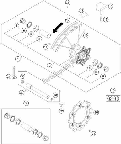 Toutes les pièces pour le Roue Avant du KTM 250 Exc-f SIX Days EU 2021