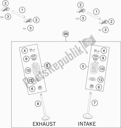 All parts for the Valve Drive of the KTM 250 Exc-f SIX Days EU 2021