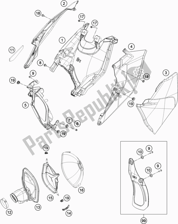 Todas as partes de Filtro De Ar do KTM 250 Exc-f US 2019