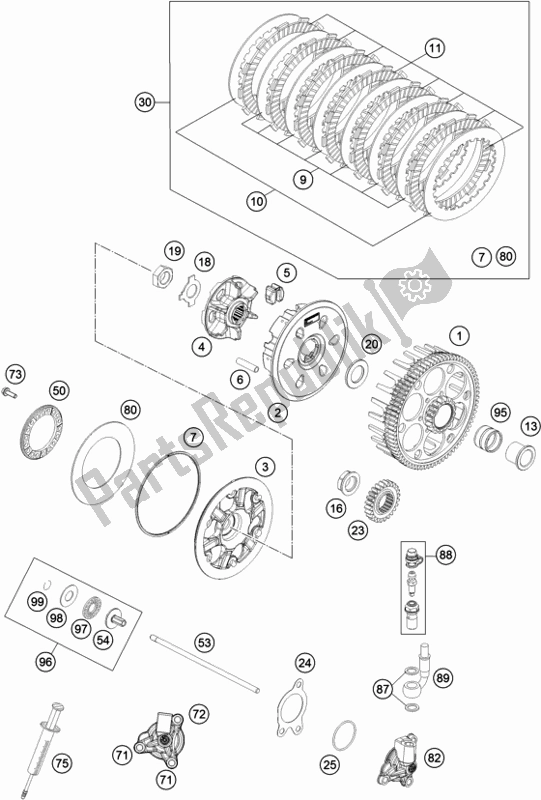 Alle onderdelen voor de Koppeling van de KTM 250 Exc-f US 2019