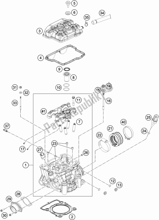Alle onderdelen voor de Cilinderkop van de KTM 250 Exc-f US 2019