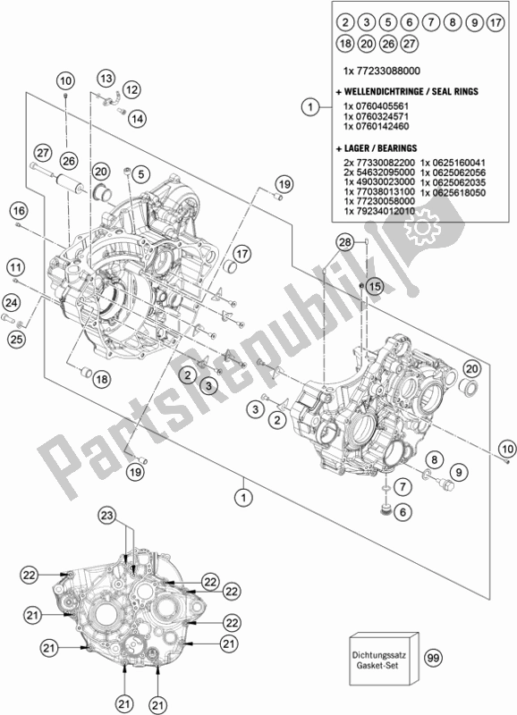 Alle onderdelen voor de Motorhuis van de KTM 250 Exc-f US 2019