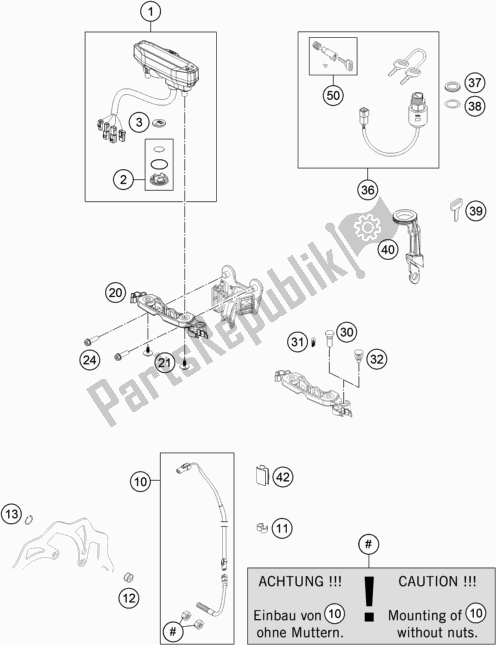 All parts for the Instruments / Lock System of the KTM 250 Exc-f US 2019