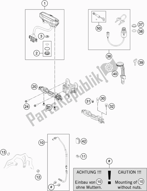 Alle onderdelen voor de Instrumenten / Sluitsysteem van de KTM 250 Exc-f US 2019