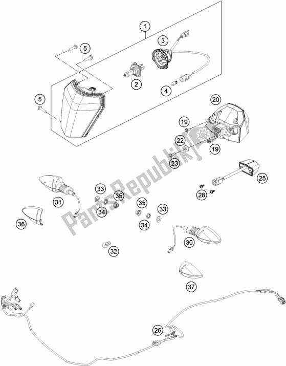 Todas as partes de Sistema De Luz do KTM 250 Exc-f US 2019