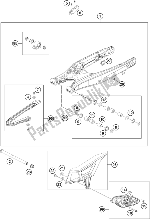 Todas las partes para Brazo Oscilante de KTM 250 Exc-f US 2019