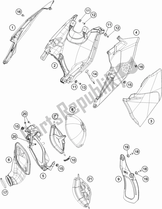 Wszystkie części do Filtr Powietrza KTM 250 EXC Six-days EU 2017