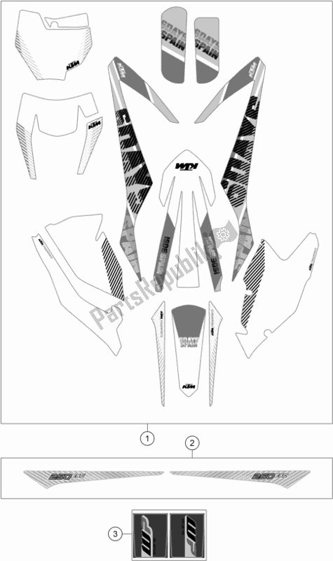 All parts for the Decal of the KTM 250 EXC Six-days EU 2017