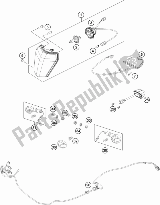 All parts for the Lighting System of the KTM 250 EXC Six-days EU 2017