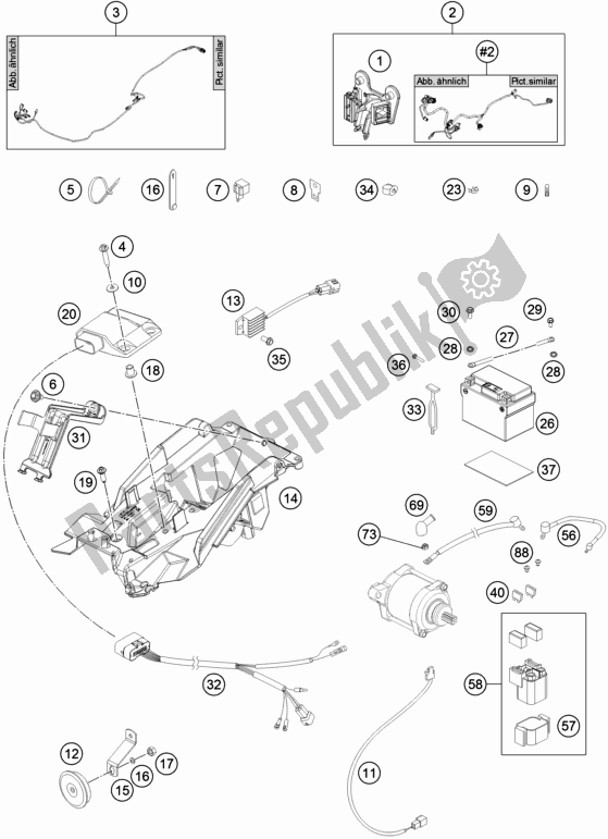 All parts for the Wiring Harness of the KTM 250 EXC Six-days EU 2017