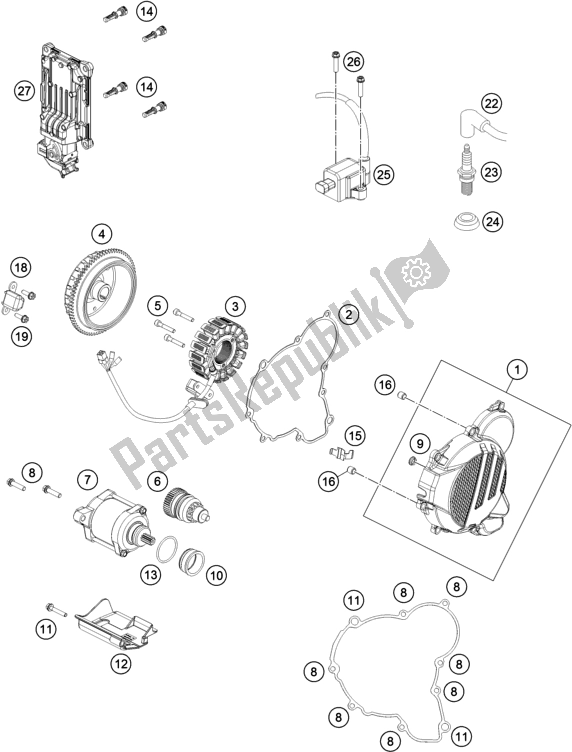 All parts for the Ignition System of the KTM 250 EXC SIX Days TPI EU 2018