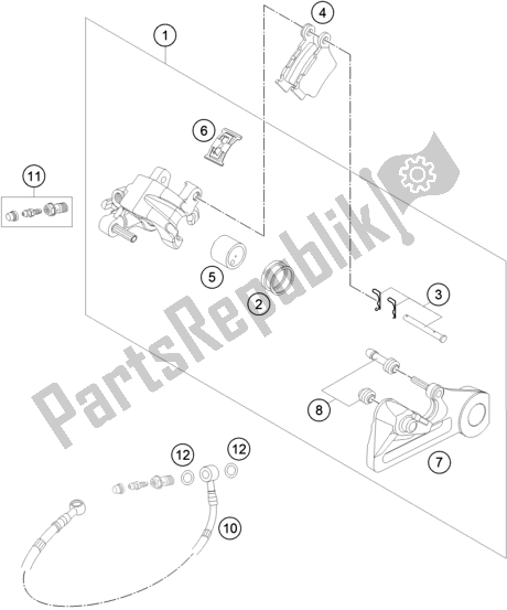 All parts for the Rear Brake Caliper of the KTM 250 EXC SIX Days TPI EU 2018