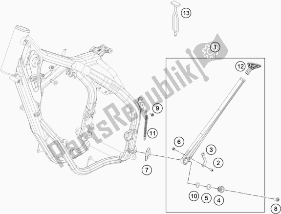 All parts for the Side / Center Stand of the KTM 250 EXC SIX Days TPI EU 2018