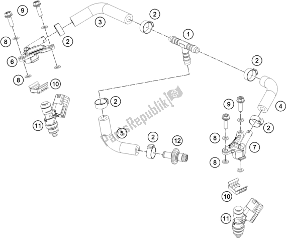 Alle onderdelen voor de Fuel Distributor van de KTM 250 EXC SIX Days TPI EU 2019