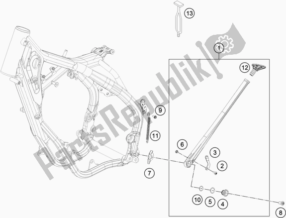 All parts for the Side / Center Stand of the KTM 250 EXC SIX Days TPI EU 2019