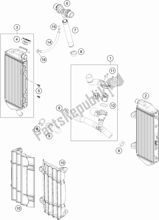 Todas as partes de Sistema De Refrigeração do KTM 250 EXC SIX Days TPI EU 2020